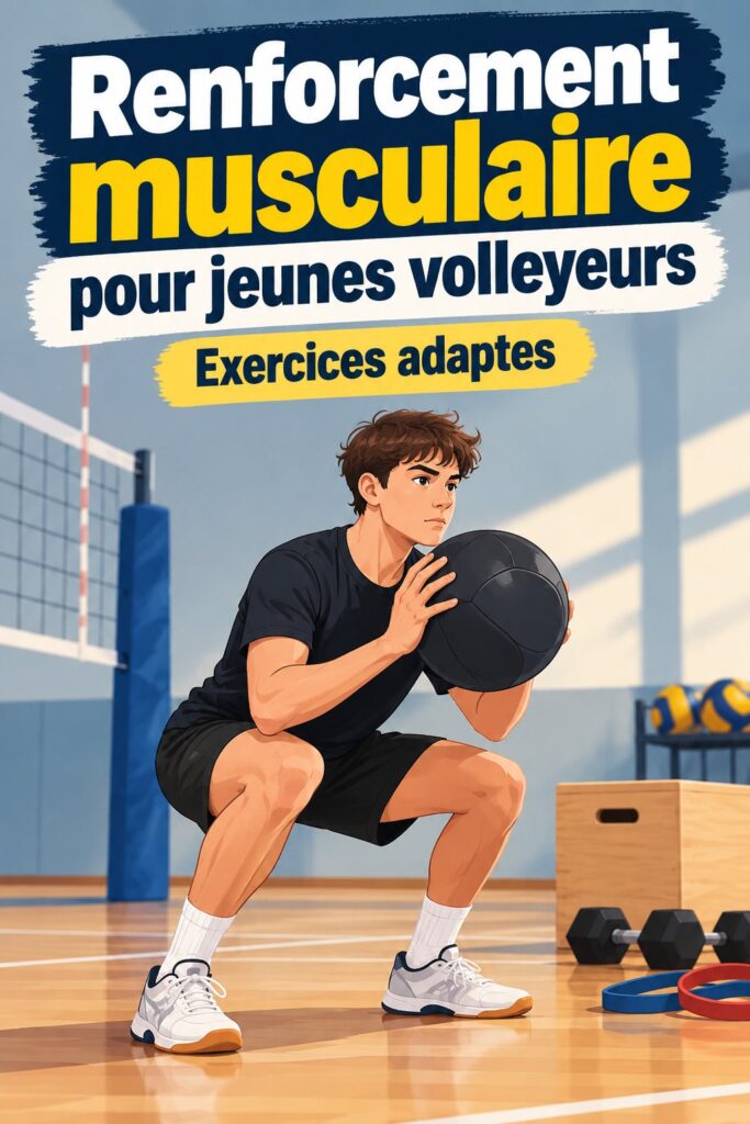 Entraînement de volley-ball pour enfants mettant en avant des exercices de force.