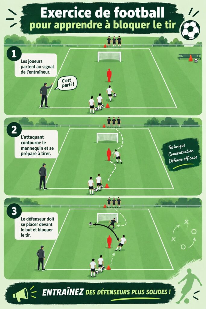 Une joueuse de soccer pratiquant un exercice de blocage en entraînement.