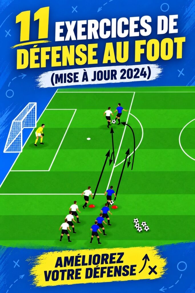 Femme en train de réaliser un exercice de défense au football sur un terrain