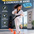 Femme pratiquant des exercices de Taekwondo avec des cônes en plein entraînement