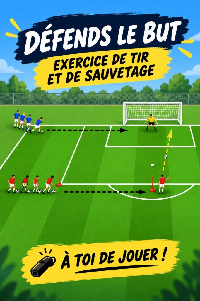 Femme souriante en train de s'exercer au tir au football sur un terrain
