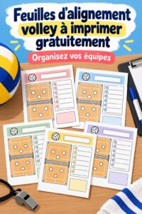 Fiche de match de volley-ball imprimée avec des informations de jeu.