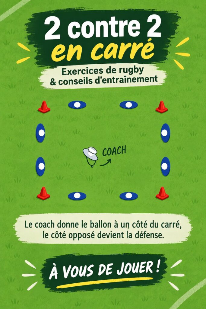 Joueuses de rugby s'entraînant ensemble avec des exercices 2v2 sur un terrain