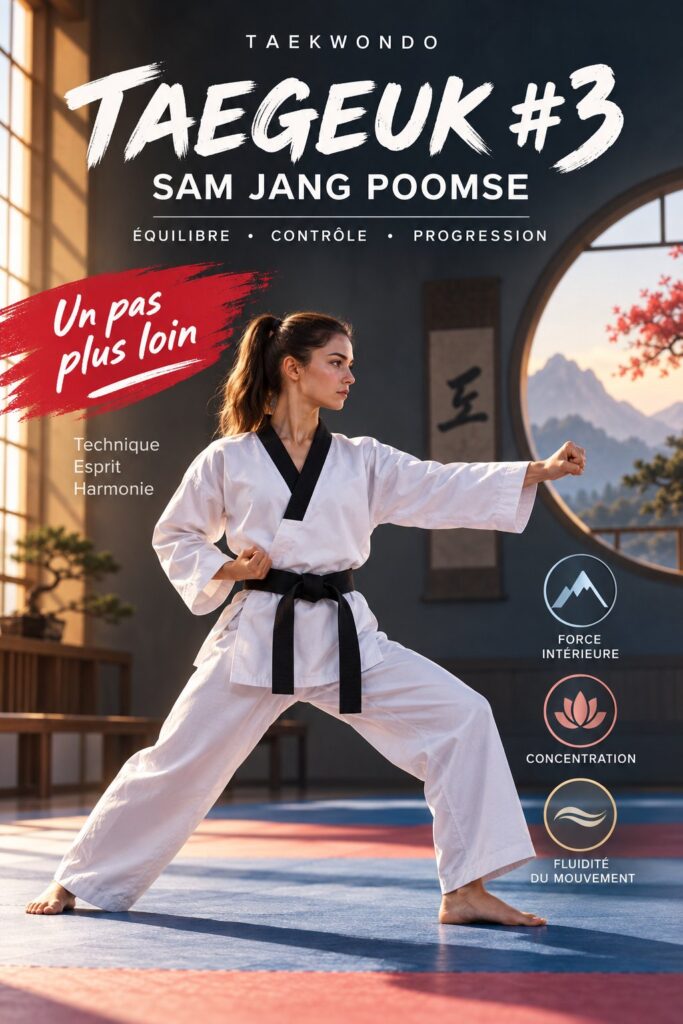 Femme en train de pratiquer le Taegeuk #3 Sam Jang Poomse