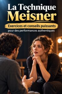 Actrice en pleine scène utilisant la technique Meisner pour jouer avec authenticité.