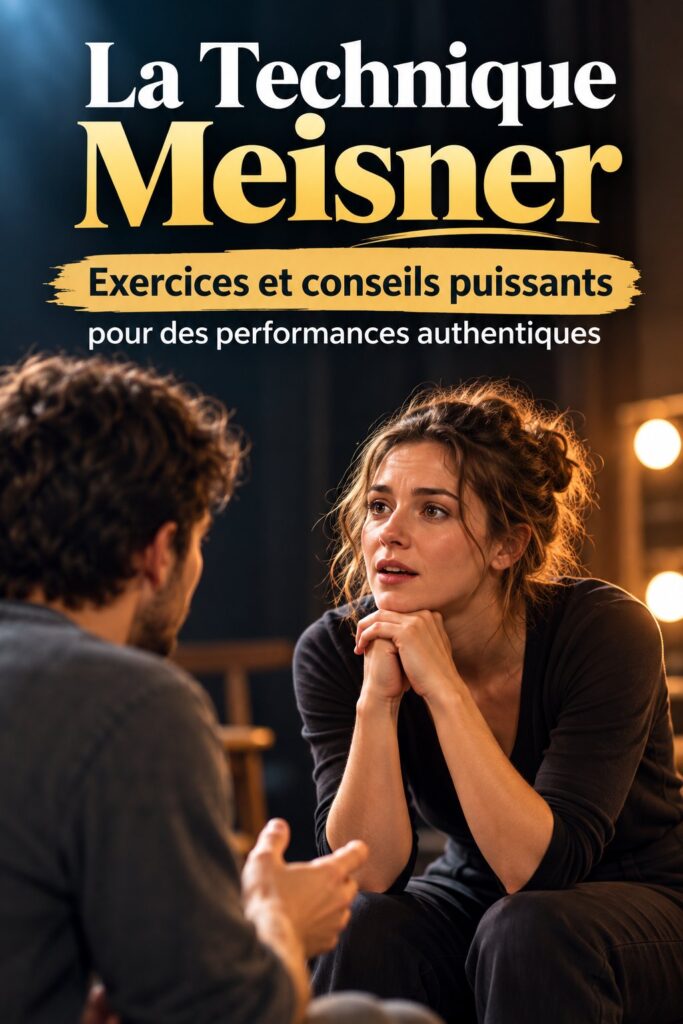 Actrice en pleine scène utilisant la technique Meisner pour jouer avec authenticité.