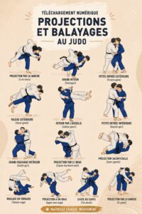 Femme entraînant une technique de judo sur un tatami