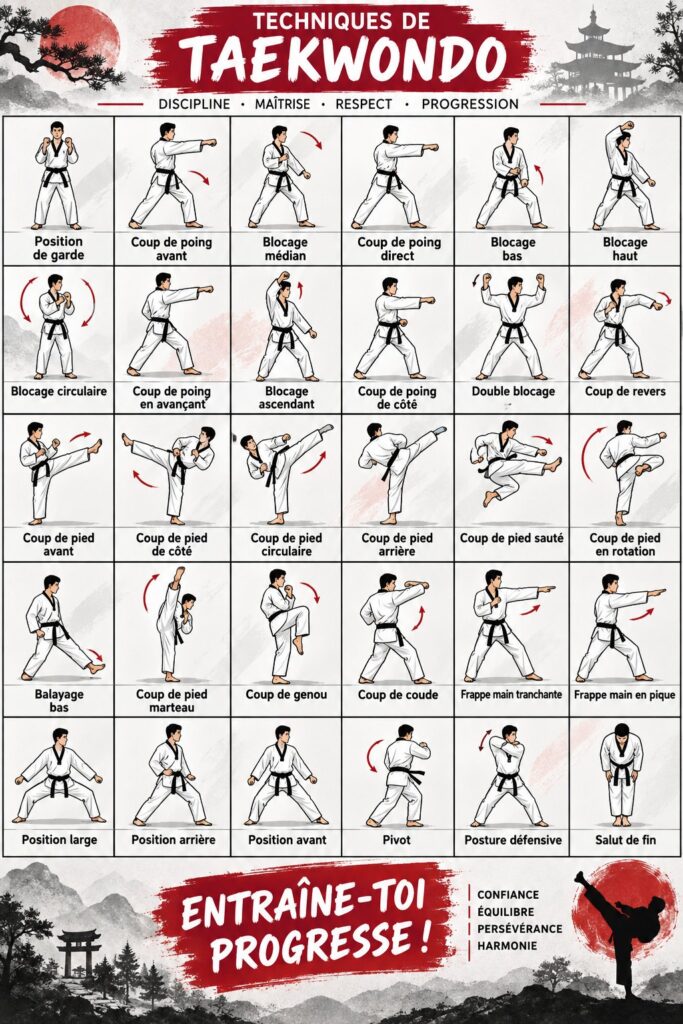 Femme pratiquant le taekwondo dans un dojo