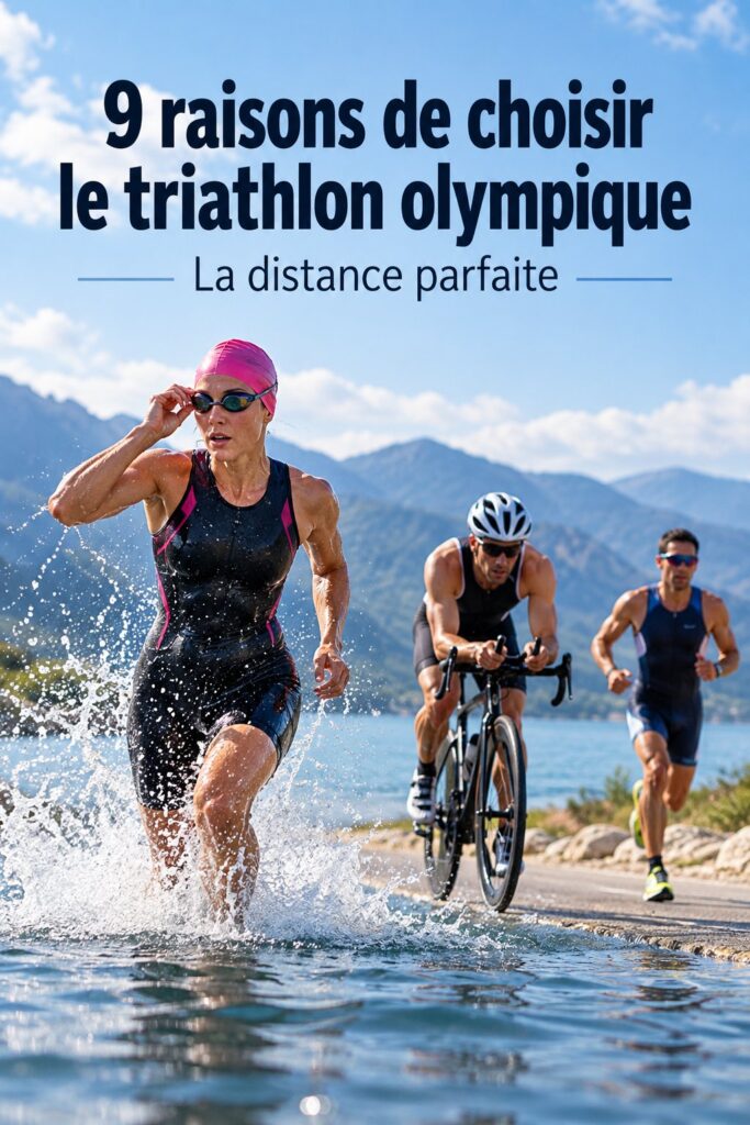 Une femme souriante en tenue de triathlon, prête à relever le défi du triathlon olympique.