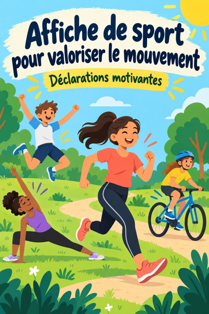 Affiche inspirante valorisant le mouvement sportif dans une salle de gym.