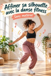 Une femme danse dans un cours de danse fitness, souriante et pleine d'énergie.