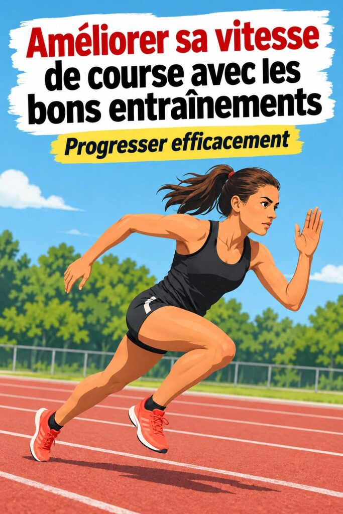 Femme courant sur un sentier avec un sourire, illustrant l'entraînement pour améliorer la vitesse de course.
