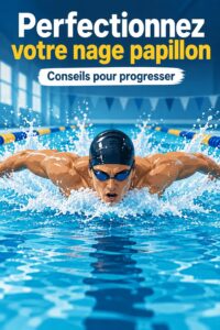 Femme nageant en papillon dans une piscine
