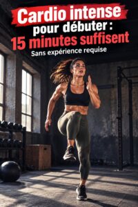 Femme réalisant un entraînement cardio HIIT de 15 minutes dans son salon
