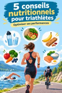 Femme triathlète en pleine course, enceinte d'énergie avec une alimentation équilibrée.