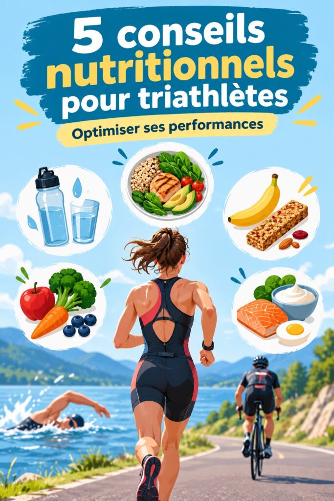 Femme triathlète en pleine course, enceinte d'énergie avec une alimentation équilibrée.