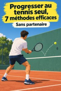 Femme s'entraînant au tennis seule sur un court, en répétant des coups.