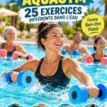 Femme pratiquant des exercices d'aquagym dans une piscine.