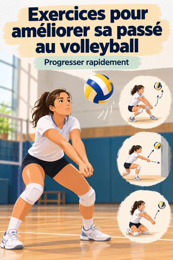 Femme effectuant un drill de passe au volley-ball sur un terrain