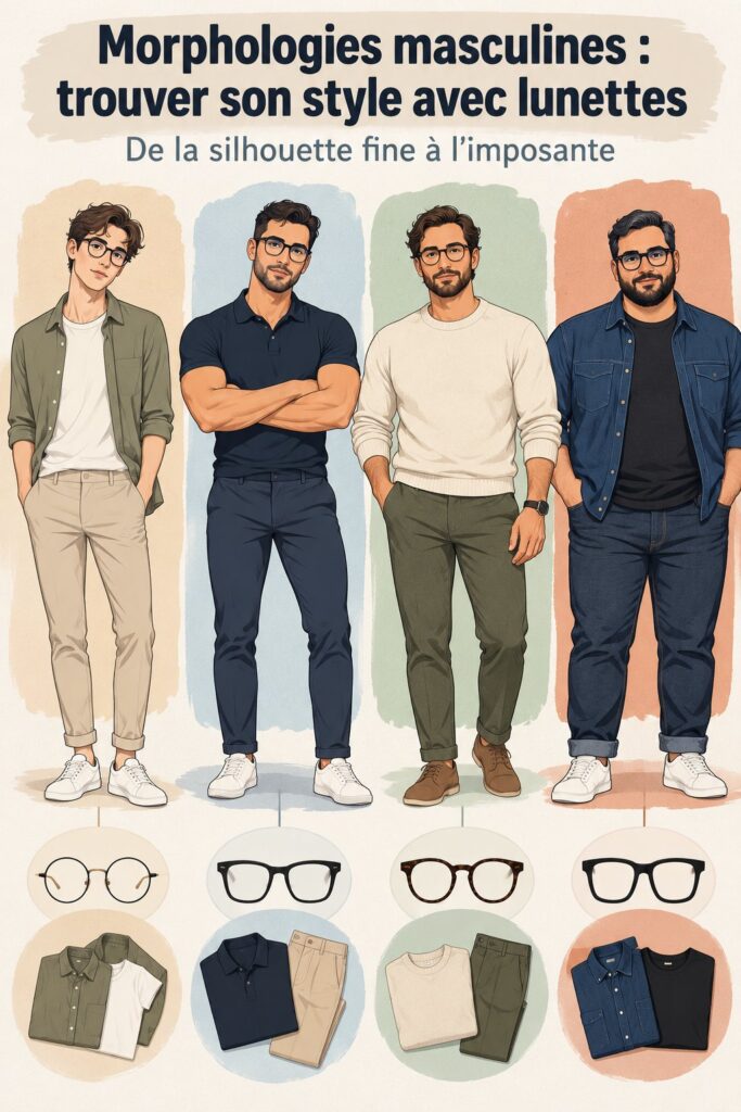 Homme avec lunettes souriant, illustrant le choix de style selon la morphologie