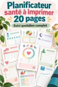 Planificateur santé imprimable de 20 pages, organisé par sections