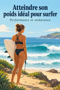 Une femme surfe sur une belle vague, illustrant la recherche du poids idéal pour le surf.