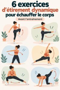Femme pratiquant des exercices de stretching dynamique en extérieur pour réchauffer son corps.