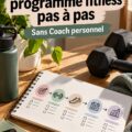 Femme souriante en train de préparer son programme fitness à la maison