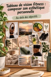 Tableau de vision fitness avec des images inspirantes représentant des objectifs de santé et de forme.