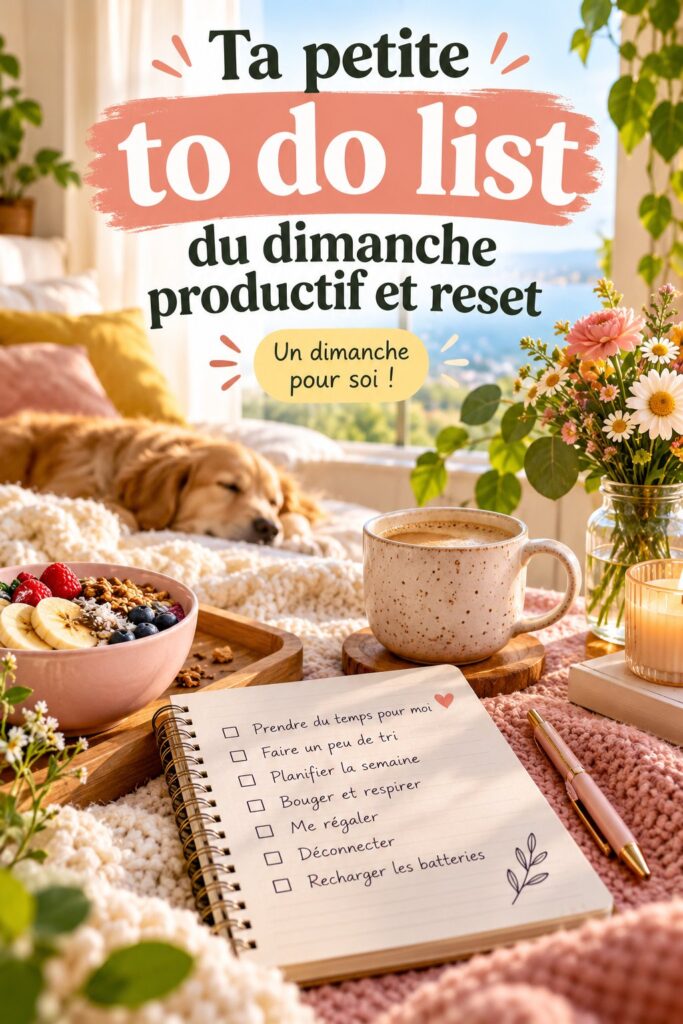 Femme utilisant une to-do list pour planifier son dimanche